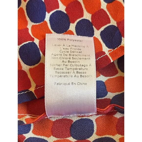 Talbots Blouse Women’s 6 Red Blue Orange Pullover Long sleeve Polyester Career - Picture 5 of 6